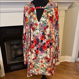 Umgee Vibrant Floral Long Sleeve Dress EUC - XL